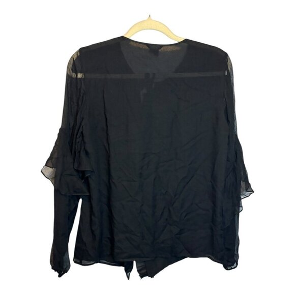 Club Monaco Blouse Women's Size Small Ruffles Sheer Black - Picture 2 of 3